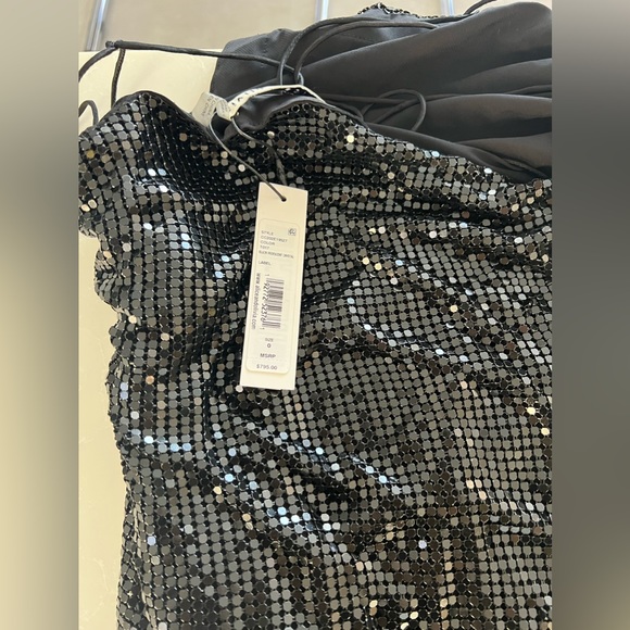 Alice & Olivia Harmony Chainmail Asymmetric Black Dress - Picture 7 of 7